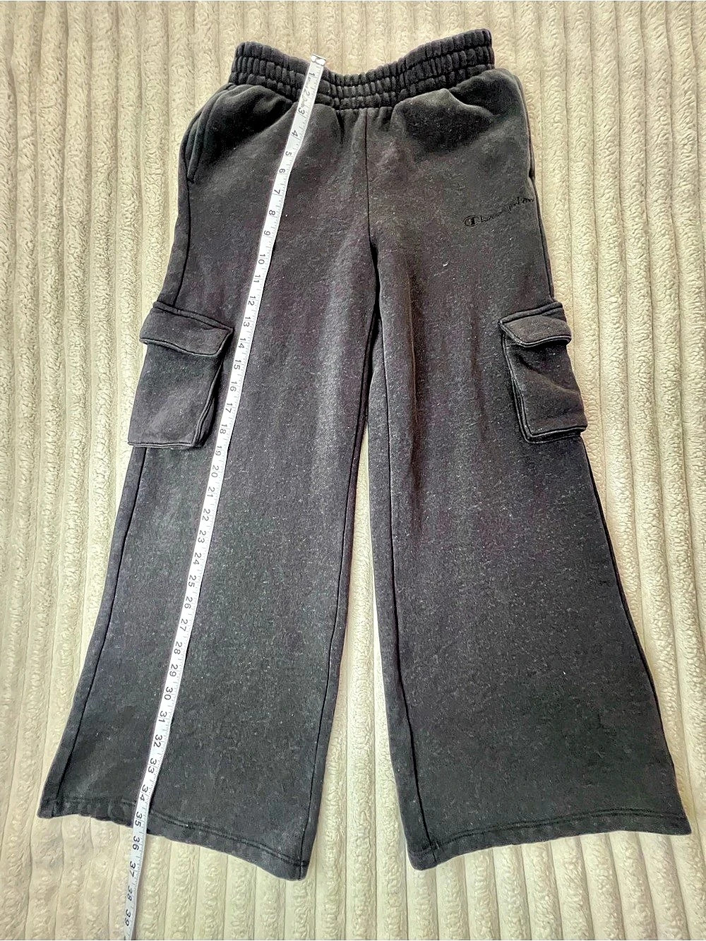 Champion Youth Fleece Cargo Sweatpants Girls Wide Leg Cargo Pants gray Size